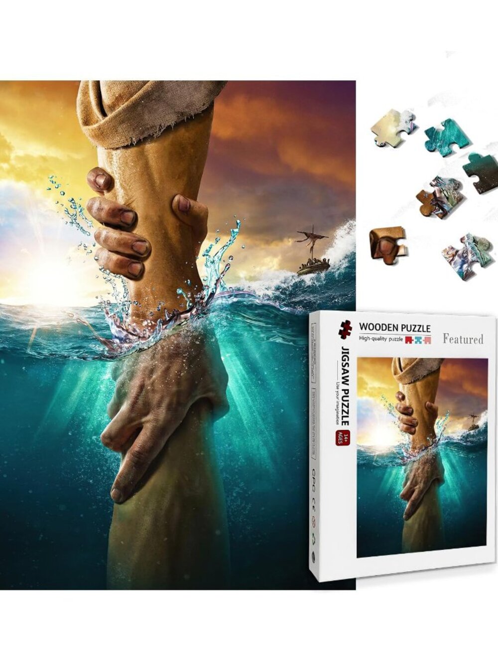 Hand of God Jesus 500 Piece Wooden Jigsaw Puzzle Christian Religious Art